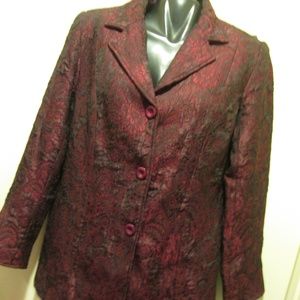 MAROON BROCADE COLDWATER CREEK BLAZER, SIZE MEDIUM